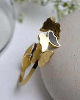 Golden Butterfly Charm Bangle – Gold Tone Stainless Steel Bracelet for Women